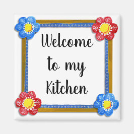 Välkommen till My Kitchen Blommigt Land Magnet