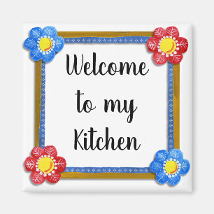 Välkommen till My Kitchen Blommigt Land Magnet