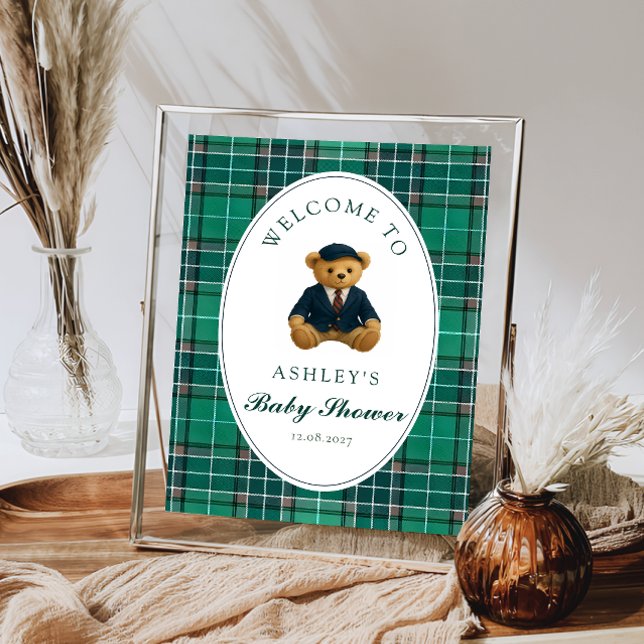 Välkommen till nalle Preppy Boy Baby Shower Poster (Skapare uppladdad)