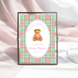 Välkommen till nalle Preppy Girl Baby Shower Poster