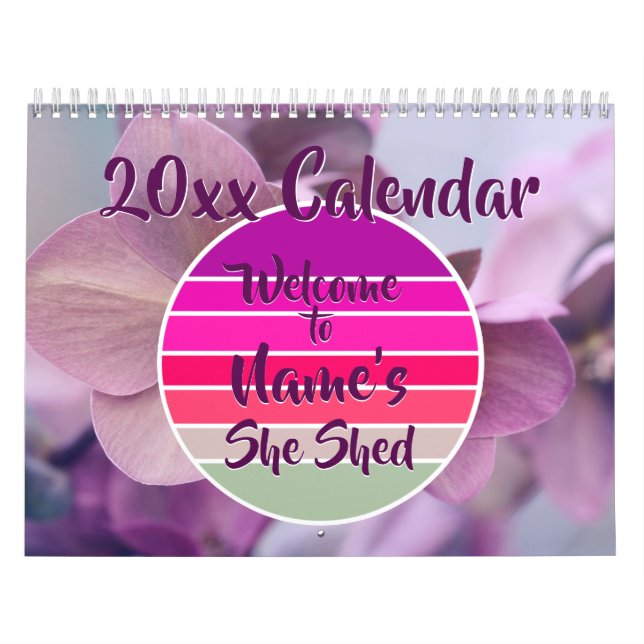 Välkommen till Namn Shed 20xx Retro Sunset Kalender (Omslag)