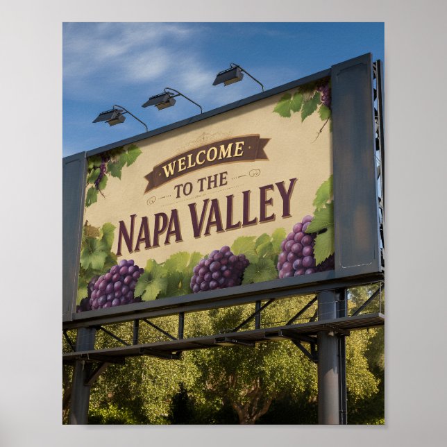Välkommen till Napa Valley Billboard-skylten Poste Poster (Framsidan)