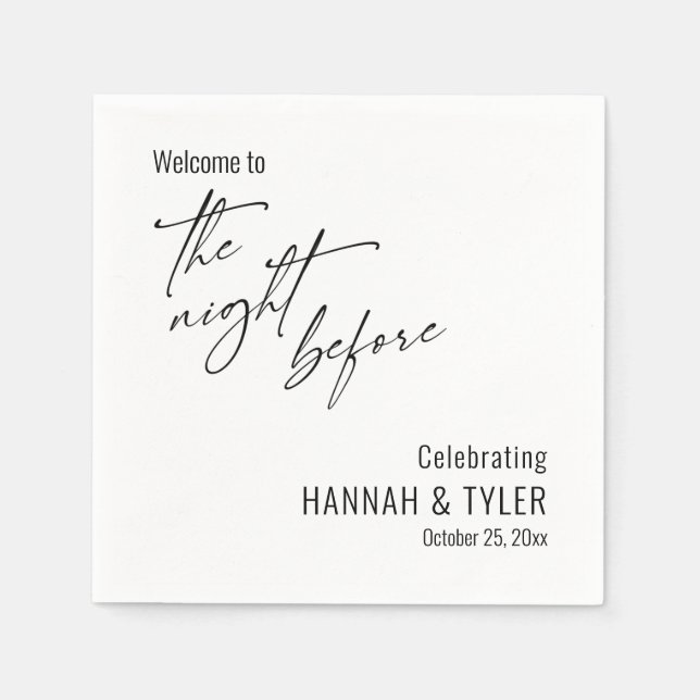 Välkommen till Natten före svartvitt Pappersservett (Framsidan)