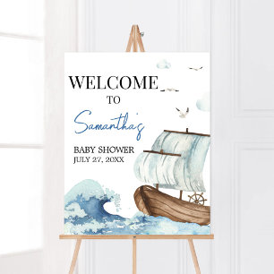 Välkommen till Nautical Boat Baby Shower Poster