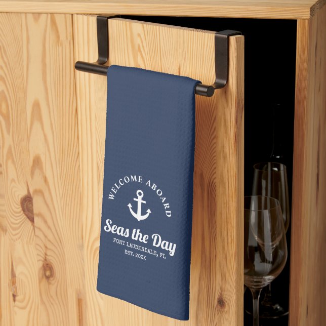 Välkommen till Nautical Boat Namn Kökshandduk (Thirds Fold)