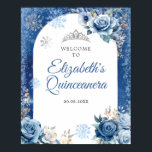 Välkommen till Navy Blue Winter Snowflake Mis Quin Poster<br><div class="desc">Navy Blue Winter Snowflake Mis Quince Välkomsttecken</div>