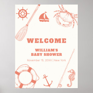 Välkommen till neutralt Nautical FishBoy Baby Show Poster