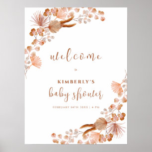 Välkommen till neutralt Wildblomma Boho Baby Showe Poster
