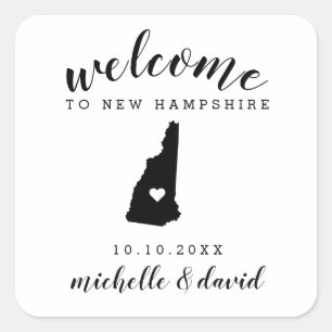 Välkommen till New Hampshire   Bröllop anpassnings Fyrkantigt Klistermärke