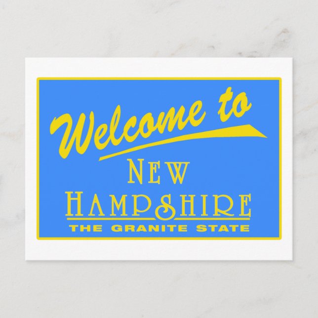 Välkommen till New Hampshire - USA Road Sign Vykort (Framsida)