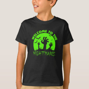 Välkommen till Nightmare Grönt Halloween T Shirt