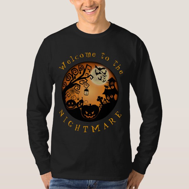 Välkommen till Nightmare Halloween Pumpkin-Anpassn T Shirt (Framsida)