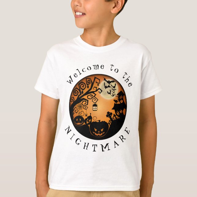 Välkommen till Nightmare Halloween Pumpkin T Shirt (Framsida)