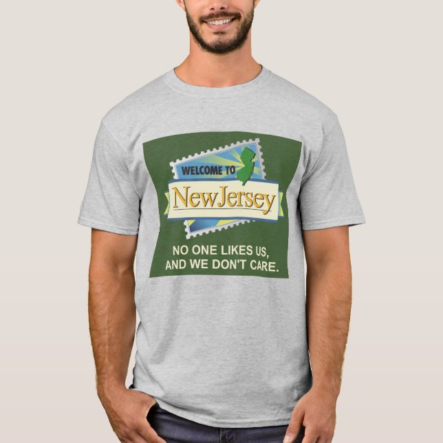 Välkommen till NJ - ingen gillar oss och vi bryr o T Shirt (Framsida)