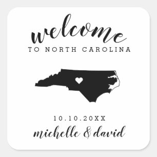 Välkommen till North Carolina Bröllop anpassning Fyrkantigt Klistermärke
