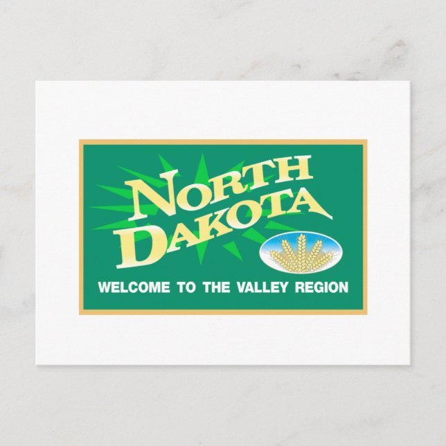 Välkommen till North Dakota - USA Road Sign Vykort (Framsida)