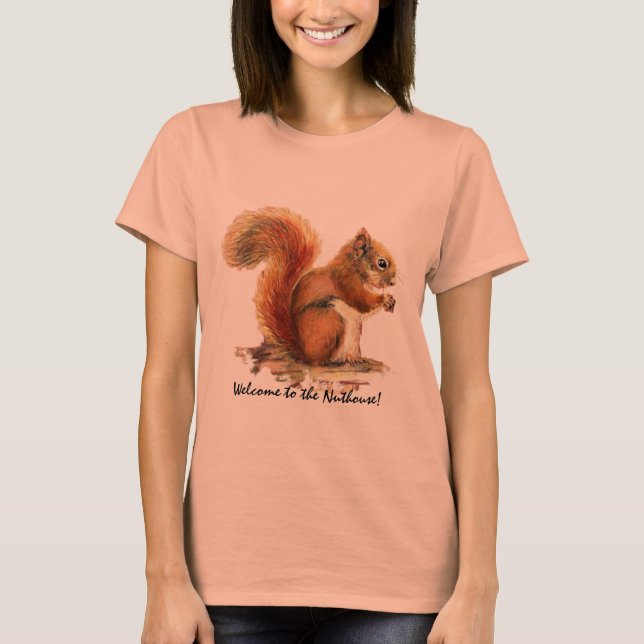 Välkommen till Nuthouse Humor Cute Red Squirrel Tee (Framsida)