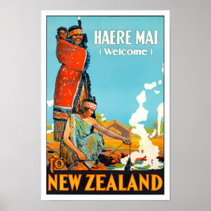 Välkommen till Nya Zeeland vintage resor Poster