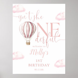 Välkommen till Onederful Rosa Ballongflicka 1-årsd Poster