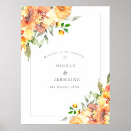 Välkommen till orange Flowers Fall Wedding Poster
