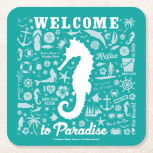 Välkommen till Paradise Underlägg Papper Kvadrat
