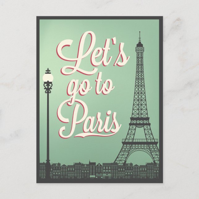 Välkommen till Paris Vintage Vykort (Framsida)