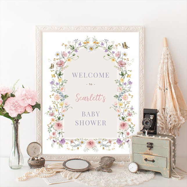 Välkommen till Pastel Vår WildblomBaby Shower Poster (Skapare uppladdad)