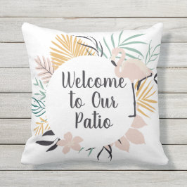 Välkommen till Patio Rosa Flamingo Kudde