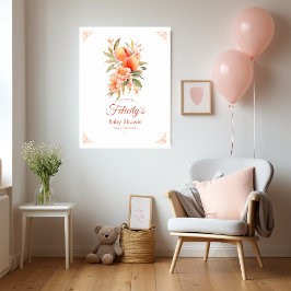 Välkommen till Peach Fuzz Baby Shower Poster