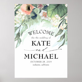 Välkommen till Peach och Rosa Blommigt Garden Wedd Poster