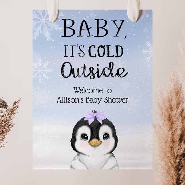 Välkommen till Penguin Winter Baby Shower Poster (Skapare uppladdad)