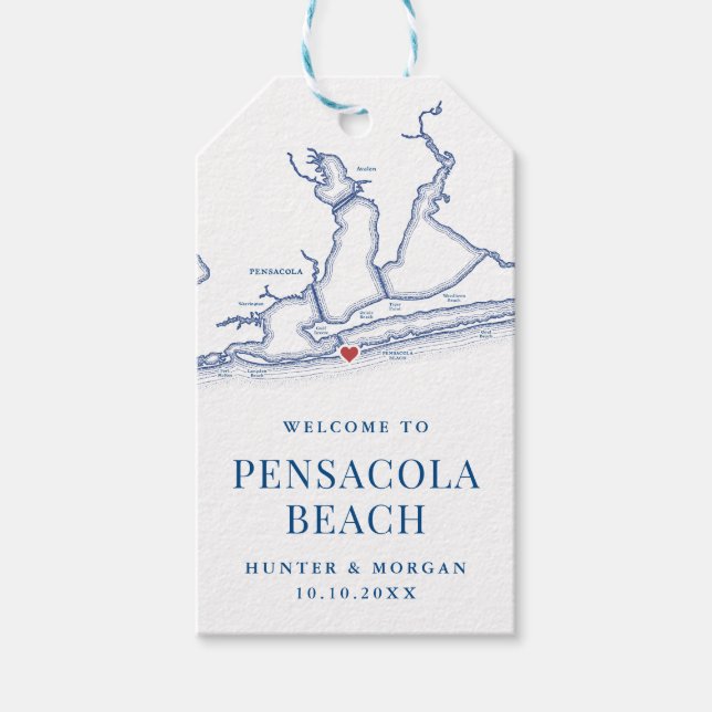 Välkommen till Pensacola Beach Florida Wedding Fav Presentetikett (Framsidan)