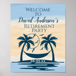 Välkommen till pension Beach Handflatan Träd Party Poster