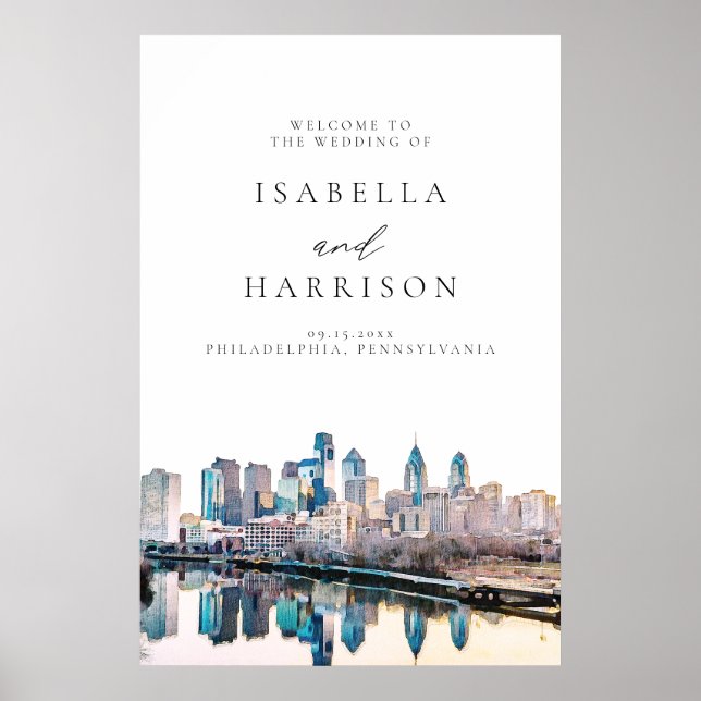 Välkommen till PHILADELPHIA Skyline Destination We Poster (Framsidan)