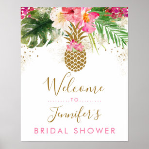Välkommen till Pineapple Tropical Blommigt Möhippa Poster