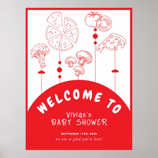 Välkommen till Pizza Speciell Delivery Baby Shower Poster (Framsidan)