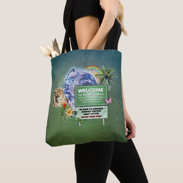 Välkommen till Planet Earth Tygkasse (Närbild)