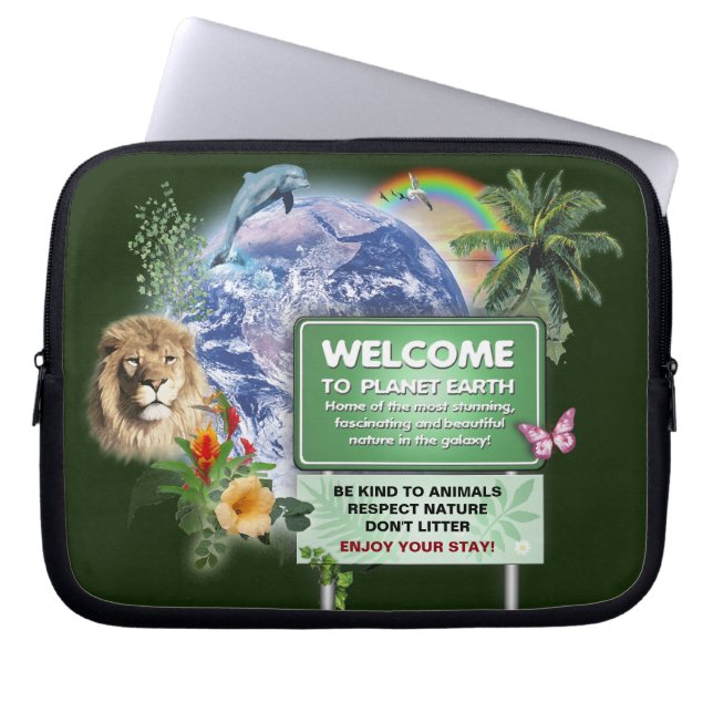 Välkommen till planeten jorden  laptop fodral (Framsidan)