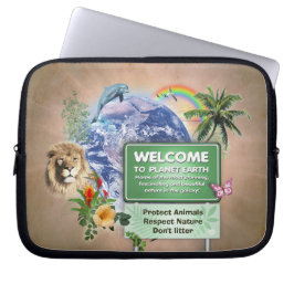 Välkommen till planeten jorden laptop sleeve