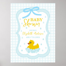 Välkommen till Pojk Barn Babyshower med Rutig Vatt Poster