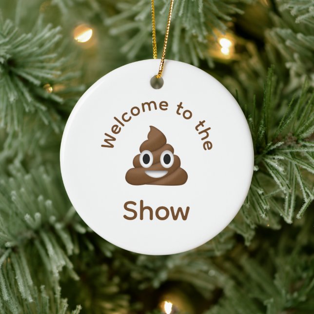 Välkommen till Poo Emoji Show Funny Dated Julgransprydnad Keramik (Träd)