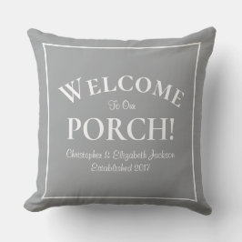 Välkommen till Porch Anpassningsbar Family Namn Ye Kudde