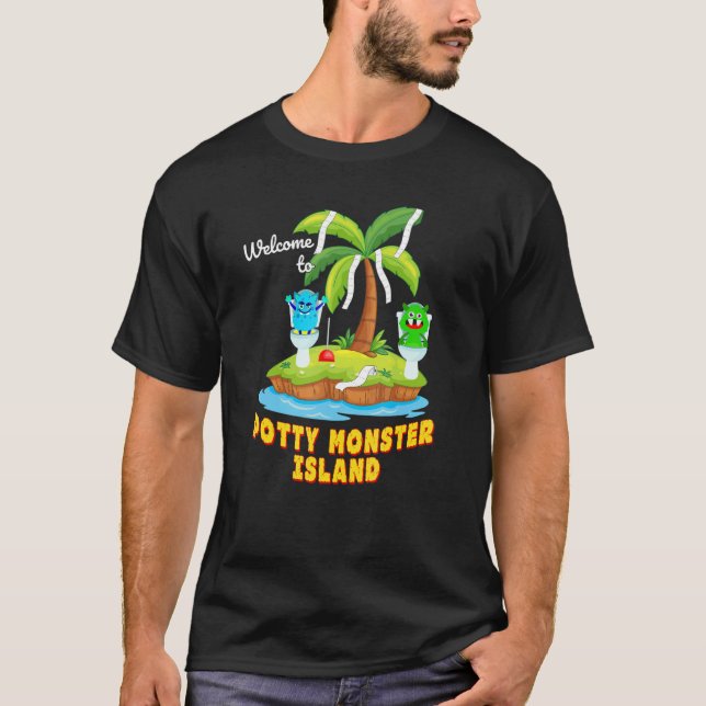 Välkommen till Potty Monster Island T Shirt (Framsida)