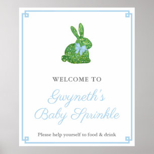 Välkommen till Preppy Boxwood Rabbit Boy Baby Spri Poster