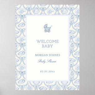 Välkommen till Preppy Coquette Coastal Baby Shower Poster