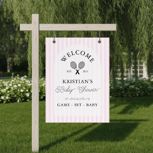 Välkommen till Preppy Rosa Tennis Baby Shower Poster