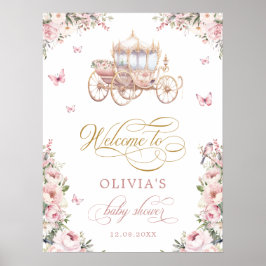 Välkommen till Princess Carriage Blommigt Baby Sh Poster