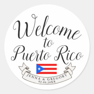 Välkommen till Puerto Rico Destination Wedding Fa Runt Klistermärke
