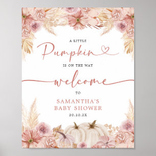 Välkommen till Pumpkin Boho Rosa Pampas Grass Baby Poster