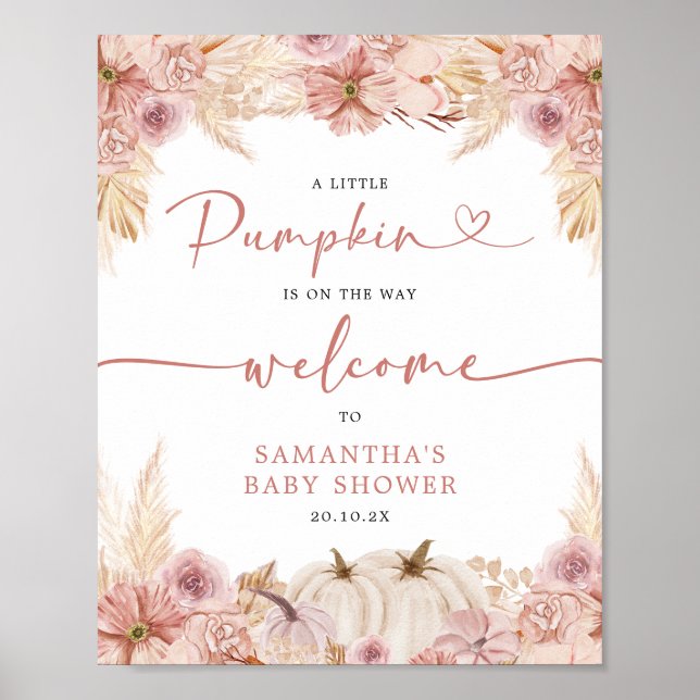 Välkommen till Pumpkin Boho Rosa Pampas Grass Baby Poster (Framsidan)